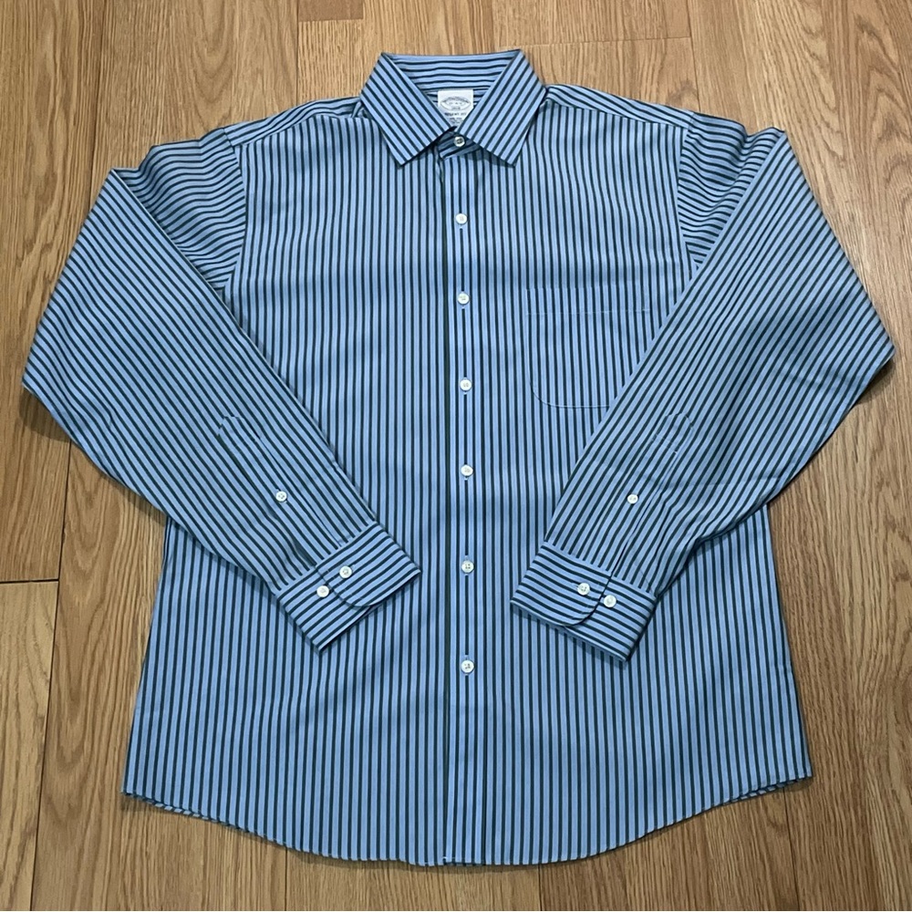 Brooks Brothers 1818 Men’s 15x4/5 M Long Sleeve Button Down Shirt Blue Striped